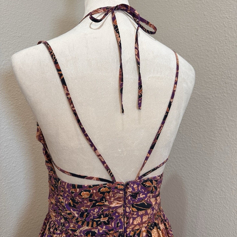 Ulla‎ Johnson Phoebe Strappy Cutout Cotton Midi Dress Batik Purple Brown Boho Sm - Picture 7 of 12